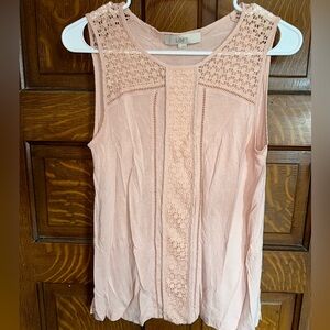 LOFT Blush Pink Crochet-Trim Sleeveless Camisole